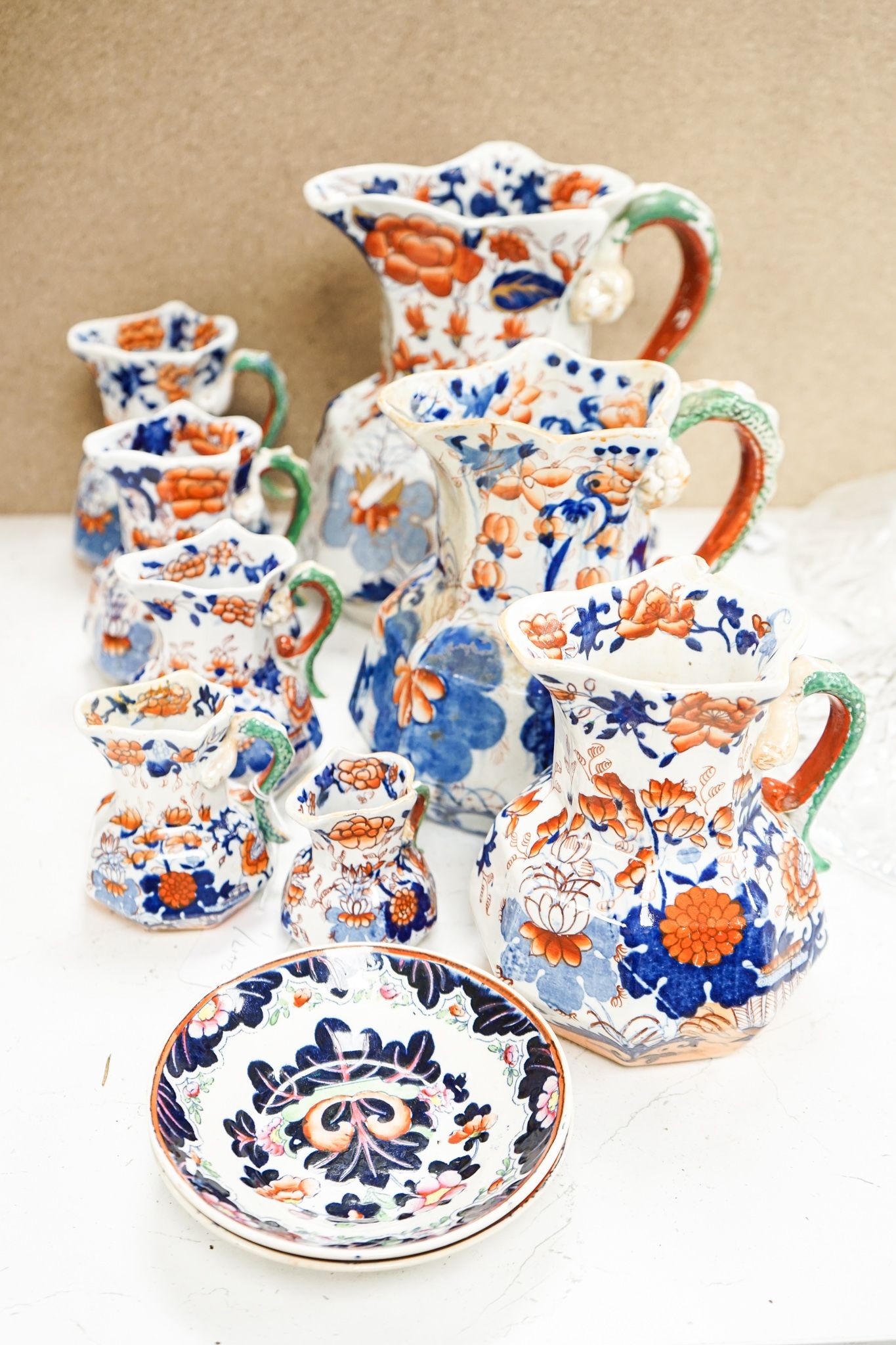 A collection Masons Ironstone graduated jug and two similar 23cm